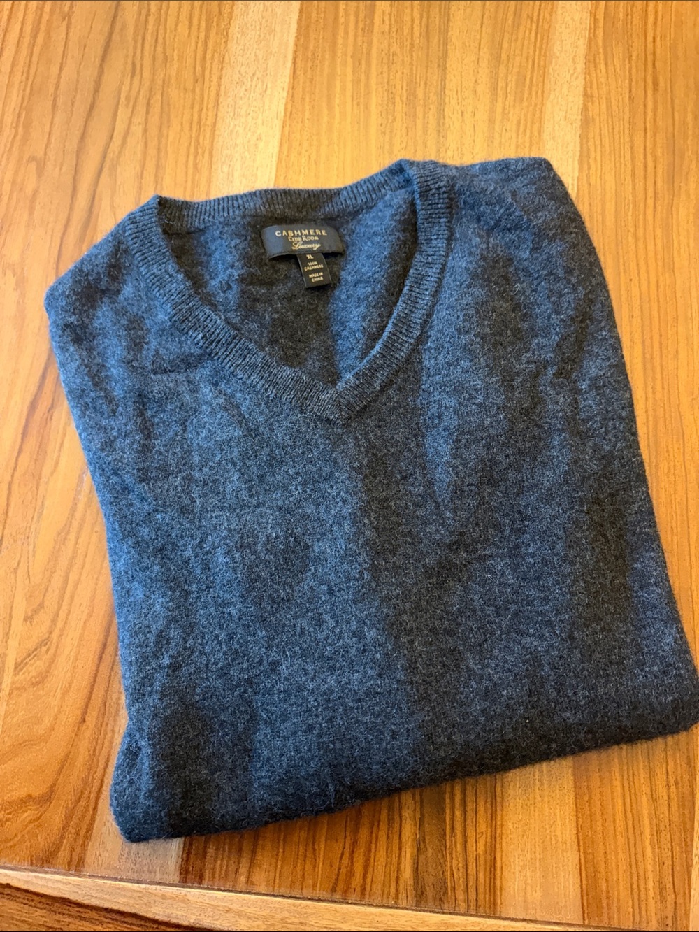 V-Neck Sweater - Charcoal Gray Cashmere- XL